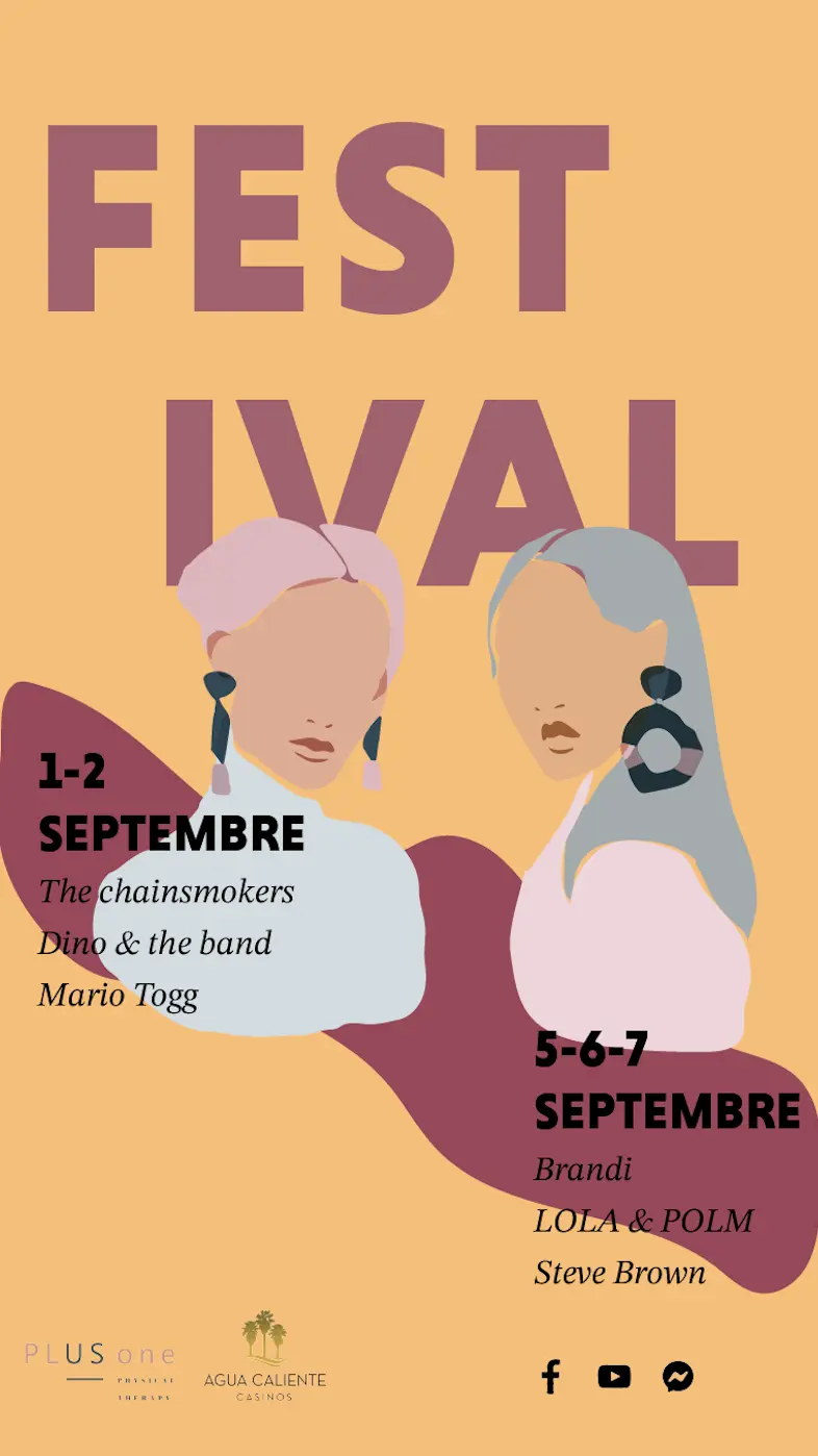 Music festival poster featuring an illustration of two women